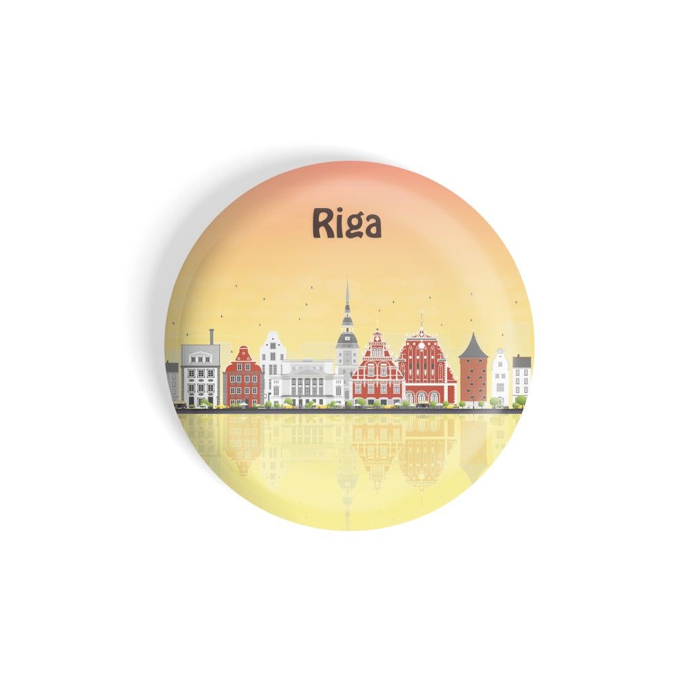 dhcrafts Round Fridge Magnet Multicolour Places Riga Capital Of Latvia Glossy Finish Design Pack of 1 (75 mm)